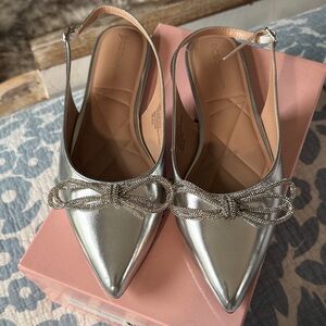 BCBGMaxAzria Metallic Silver Bow Heels